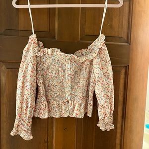 Zara cropped top puff sleeve micro floral